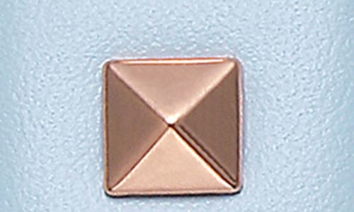 The Posh Tech Rebel Studded Leather Apple Watch® Watchband In Light Blue/rose Gold