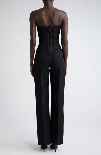 Peak Corset Strapless Wool Jumpsuit