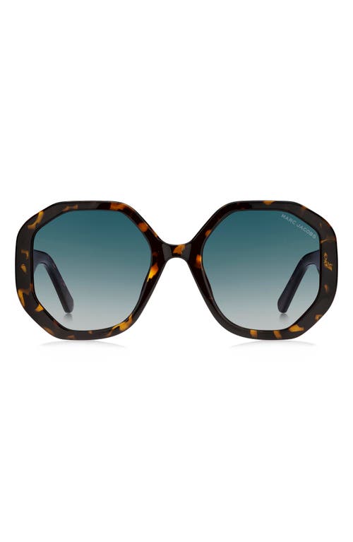 Marc Jacobs 53mm Gradient Round Sunglasses in Havana/Blue Shaded