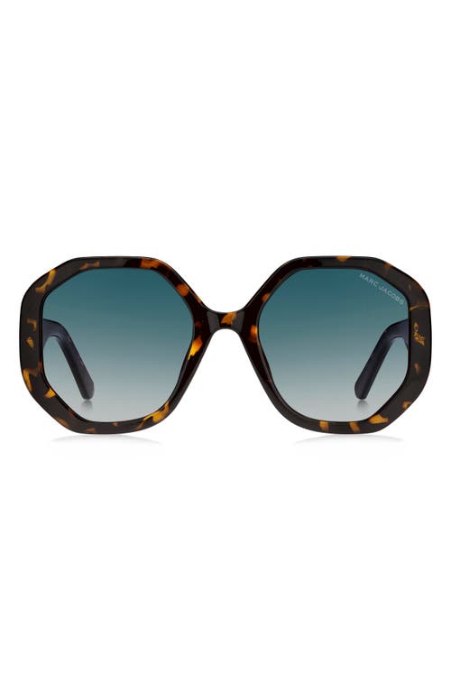 Shop Marc Jacobs 53mm Gradient Round Sunglasses In Havana/blue Shaded