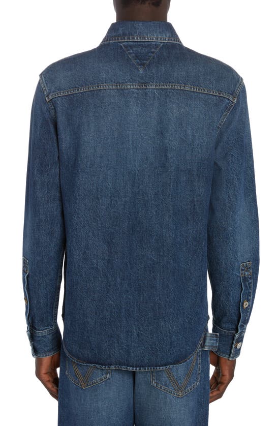 Shop Bottega Veneta Denim Button-up Shirt In Mid Blue