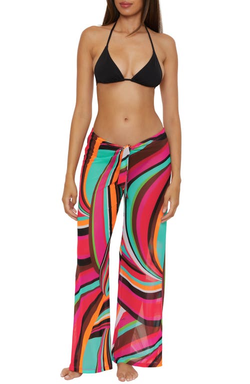 Shop Trina Turk Swoop Mesh Cover-up Pants In Pink Multi