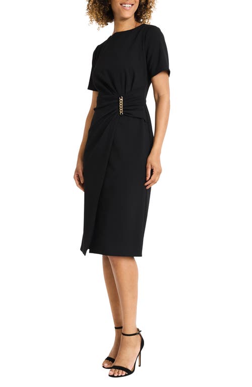 Shop Maggy London Pleated Waist Sheath Dress In Black