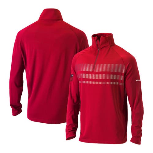 Men's Columbia Red USMNT Picker Omni-Wick Raglan Half-Zip Jacket