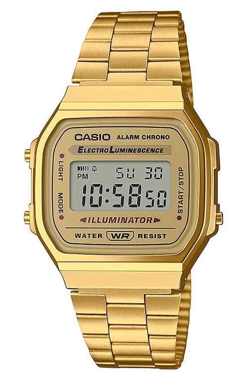 CASIO Vintage A168WG-9VT Digital Bracelet Watch, 33.5mm x 28.6mm in Gold 