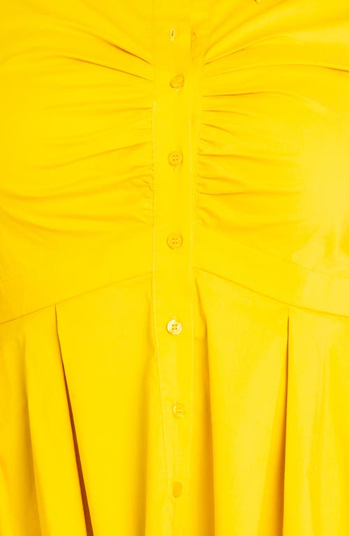 Buxom Couture High/low Peplum Shirt In Mustard