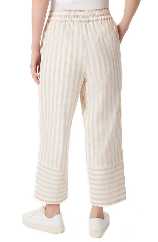 Shop Jones New York Stripe Linen Blend Wide Leg Crop Pants In Natural/ Nyc White