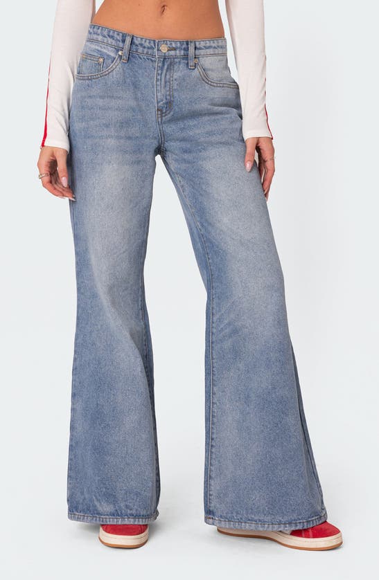 Edikted Women's Low Rise Wide Leg Jeans In Light-blue