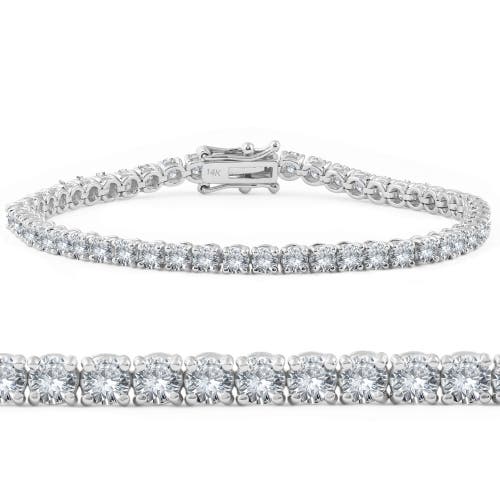 Bliss Diamond F Vs 6ct Ex3 Lab Grown Diamond Tennis Bracelet 18k White Gold 7 Inches In 18k White Gold