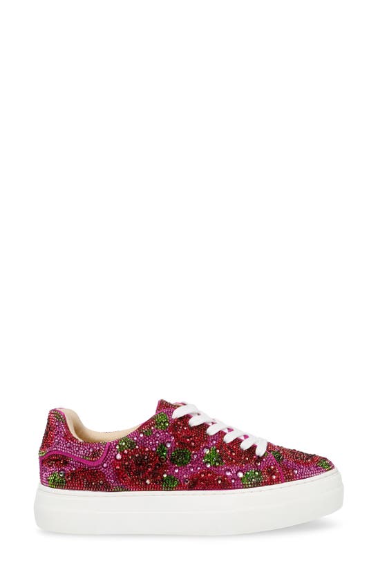 Shop Betsey Johnson Sidny Crystal Pavé Platform Sneaker In Fuchsia Rose