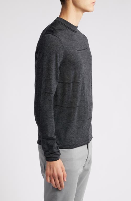 Robert Barakett Albany Broken Stripe Wool Crewneck Sweater In Grey