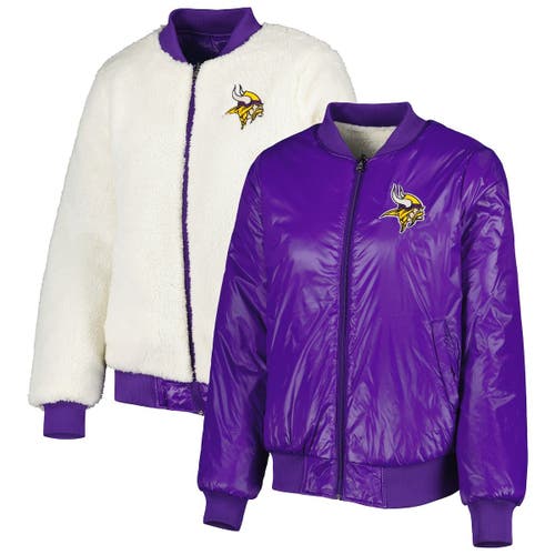Women's G-III 4Her by Carl Banks Oatmeal/Purple Minnesota Vikings Switchback Reversible Full-Zip Jacket