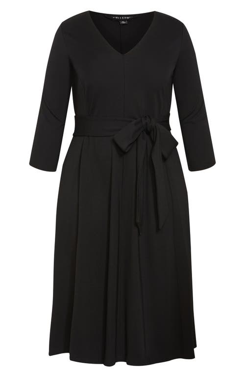 Shop City Chic Presley Tie Belt A-line Dress In Black