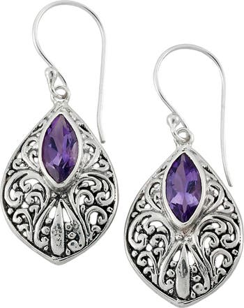 Amethyst Front/Back Curb Chain Earrings