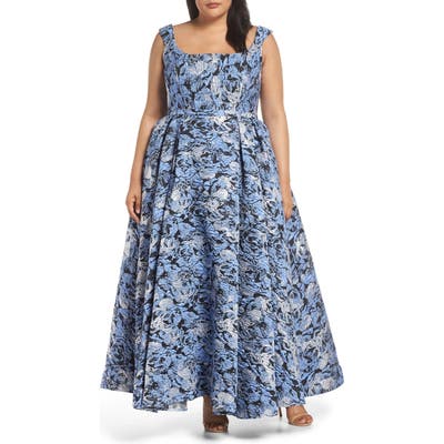 Plus Size MAC Duggal Jacquard Ballgown
