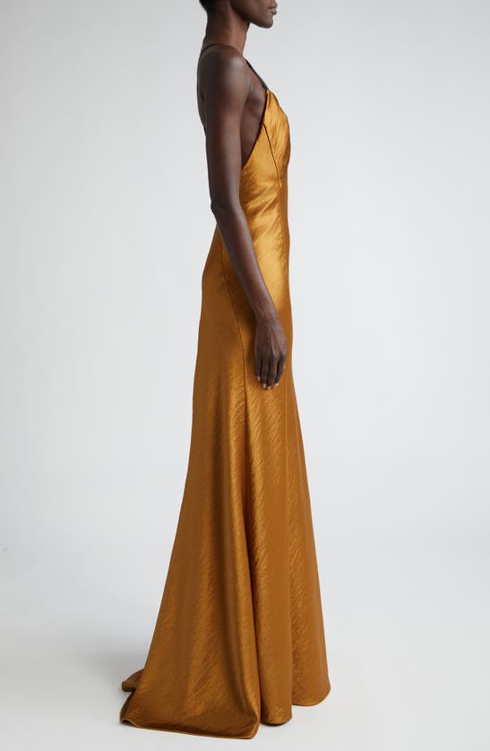Shop Jason Wu Hammered Satin Gown In Burnished Gold