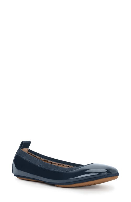 Samara Foldable Ballet Flat in Navy Patent