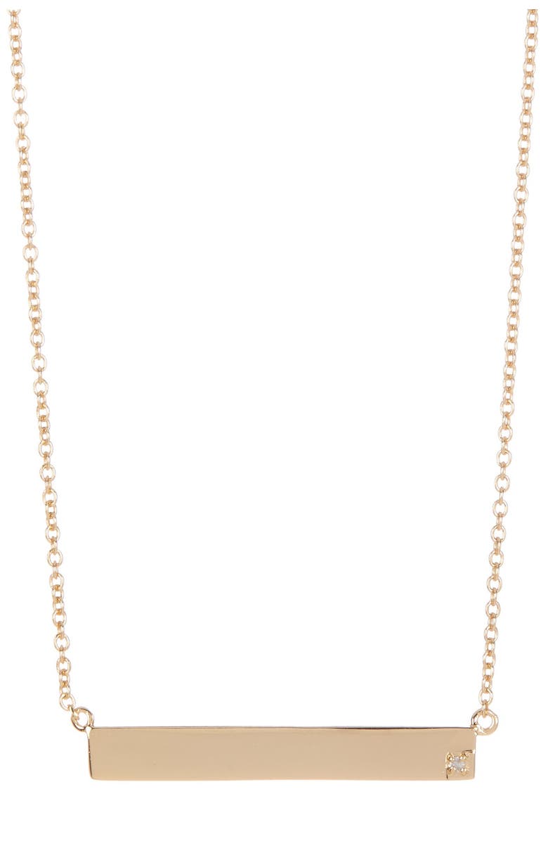 ADORNIA 14K Yellow Gold Plated Sterling Silver Diamond Bar Pendant Necklace - 0.01 ctw, Main, color, YELLOW