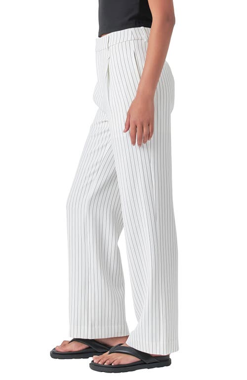 Grey Lab Pinstripe High Waist Wide Leg Pants In White Black Stripe