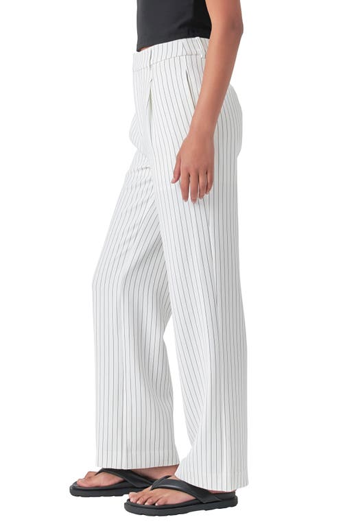 Shop Grey Lab Pinstripe High Waist Wide Leg Pants In White Black Stripe