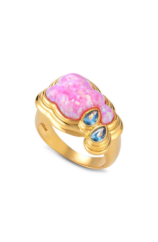 Shop July Child Cry Me A River Ring In Gold/ Opalite/ Cubic Zirconia