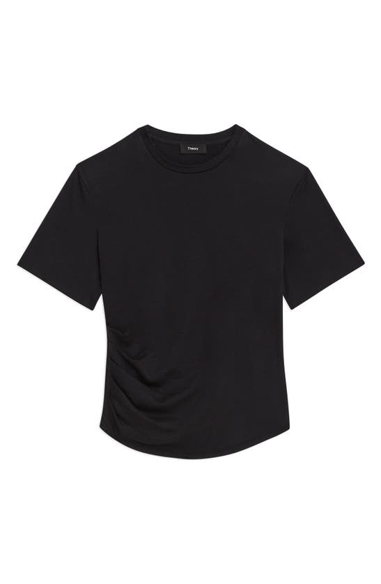 Shop Theory Gathered Cotton T-shirt In Black