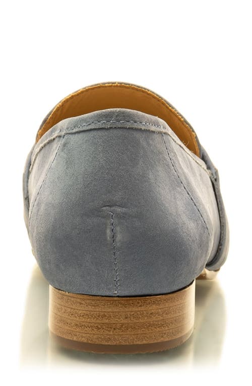 Joan Oloff Adonis Rope Bit Heeled Loafer In Blue Nubuck