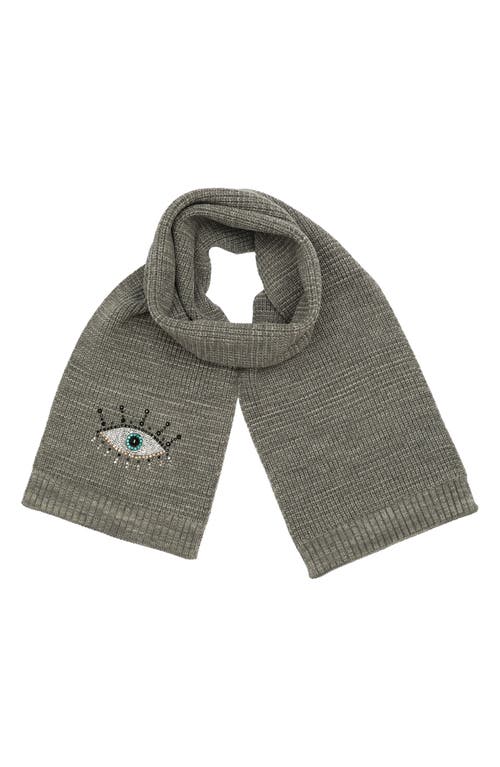 Kurt Geiger London Evil Eye Crystal Embellished Scarf in Dark Grey Marl 