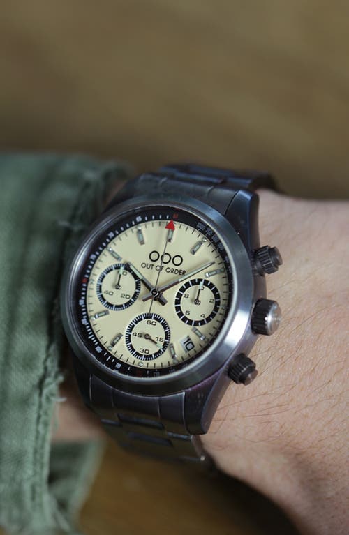 Shop Out Of Order Sporty Cronografo Chronograph Bracelet Watch, 40mm In Cream