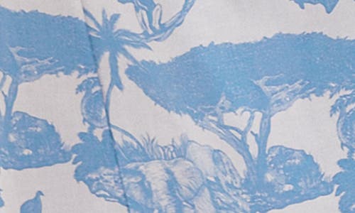 Desmond & Dempsey Print Square Neck Nightgown In Loxodonta Blue
