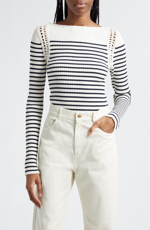 A.l.c . Isa Stripe Open Stitch Rib Top In Multi