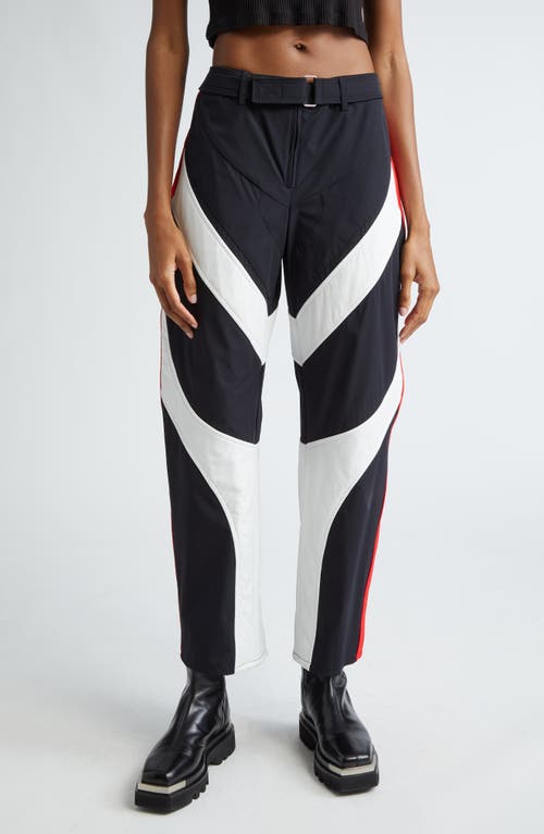 Miaou Casey Belted Colorblock Pants Jet Black at Nordstrom,