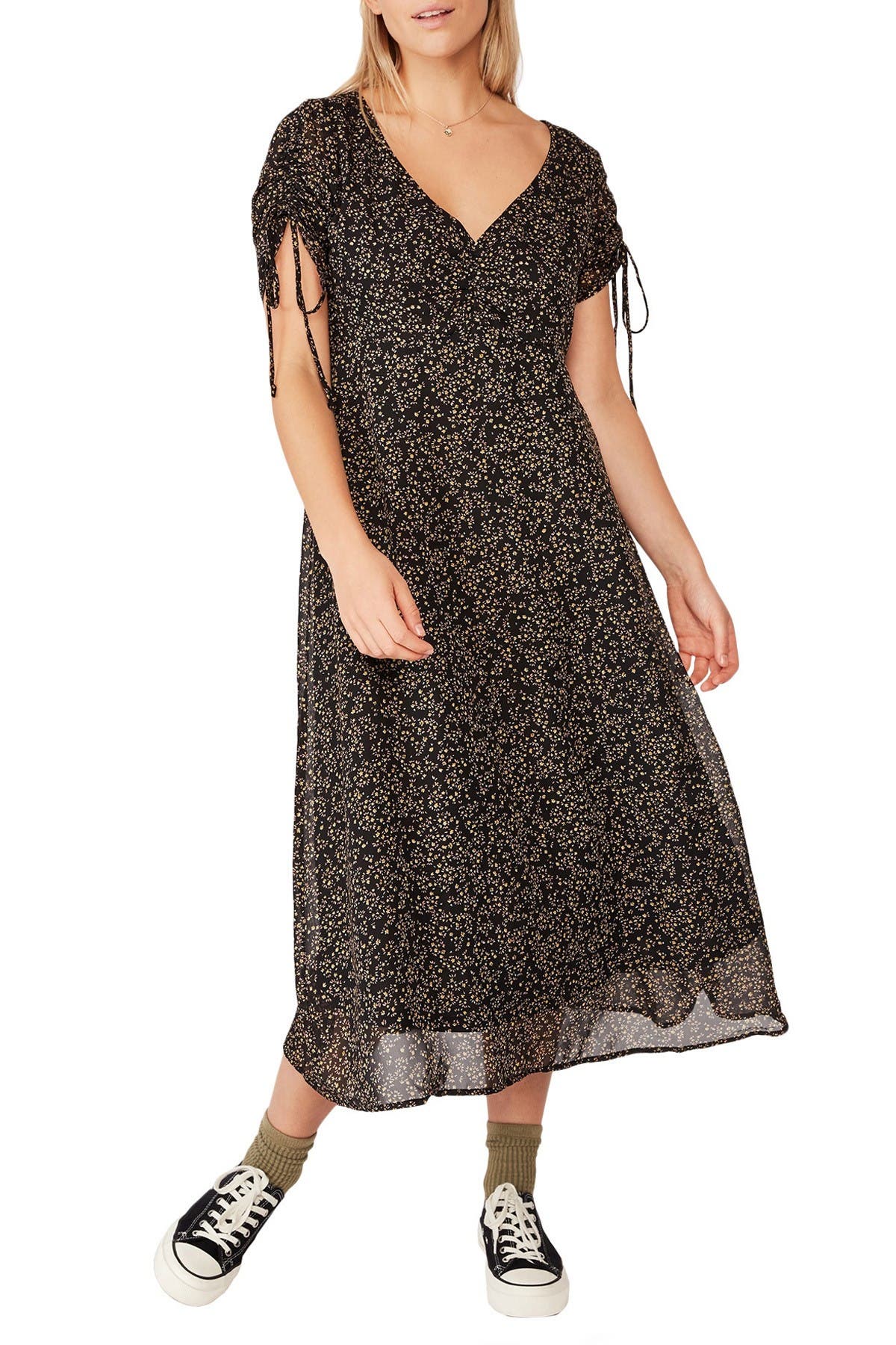 short sleeve cotton midi dress