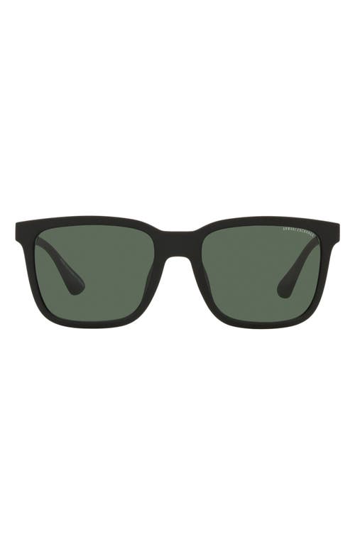 Armani Exchange 55mm Rectangular Sunglasses in Matte Black at Nordstrom