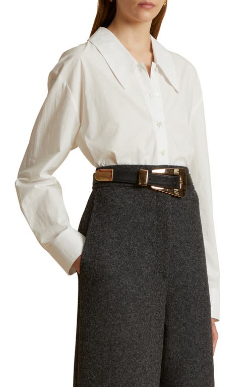 Khaite Lago Cotton Crop Button-Up Shirt White at Nordstrom,