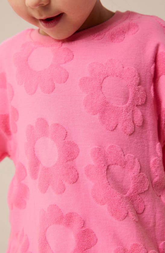 Shop Next Kids' Flower Textured T-shirt & Shorts Set In Bright Pink