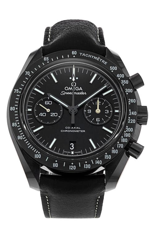 Watchfinder & Co. Omega Preowned Speedmaster Dark Side of The Moon Leather Strap Watch, 44mm in Black at Nordstrom