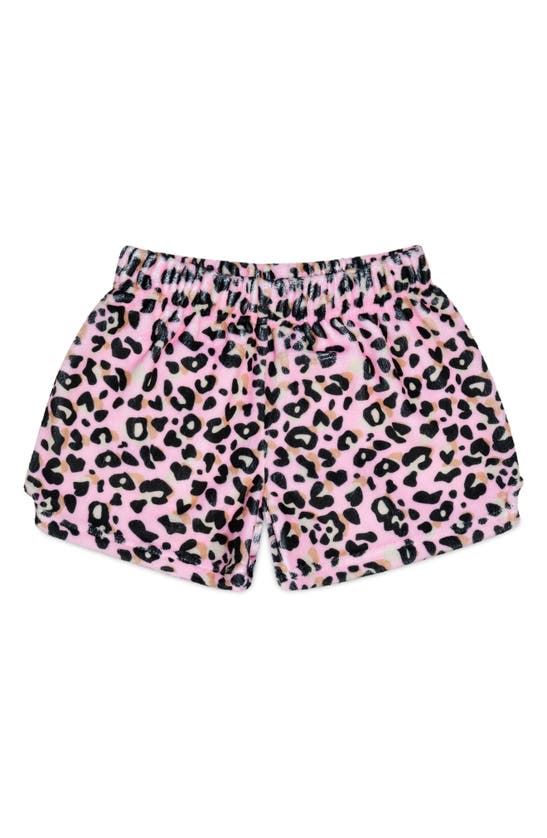 Iscream Kids' Leopard Plush Shorts In Pink Multi