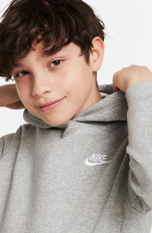 Shop Nike Kids' Club Fleece Hoodie In Grey Heather/white