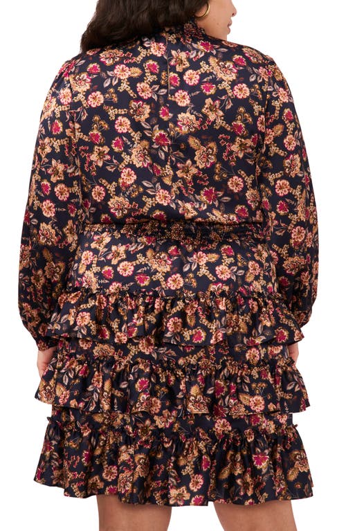 Shop 1.state Floral Print Long Sleeve Minidress In Woodblockfloral