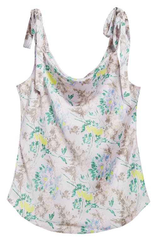Cinq À Sept Marta Floral Tie Strap Satin Camisole In Pastel Multi