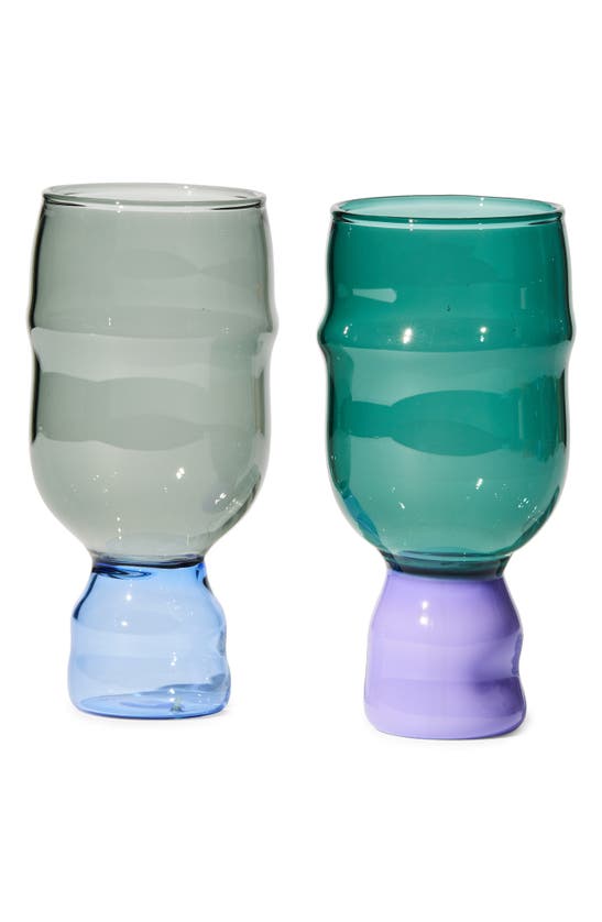 Shop House Of Nunu Set Of 2 Show Pony Glasses In Charcoal Blue Teal Lilac