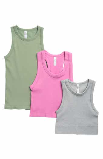 90 Degree By Reflex Womens 3 Pack Seamless Ribbed Tri Color Full Length  Tank - Cyclamen/heather Grey/white - Small : Target