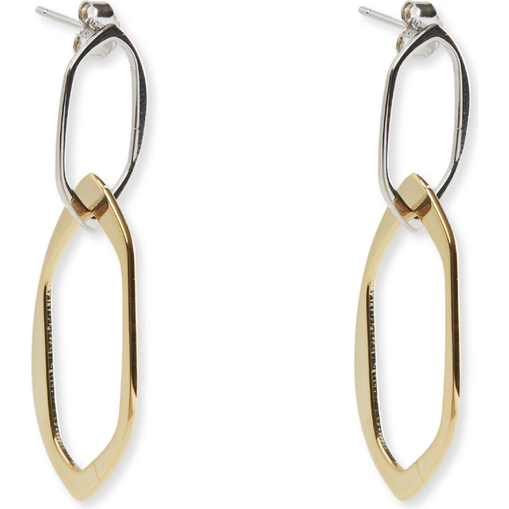 Argento Vivo Sterling Silver Two-tone Link Drop Earrings In Gold/silver