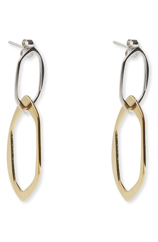 Shop Argento Vivo Sterling Silver Two-tone Link Drop Earrings In Gold/ Silver