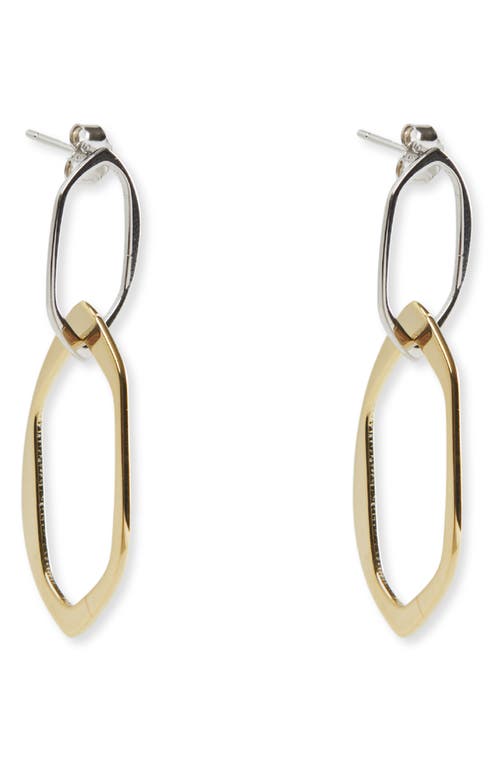 Two-Tone Link Drop Earrings in Gold/Silver