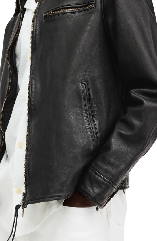 Shop Allsaints Miller Lambskin Leather Biker Jacket In Black