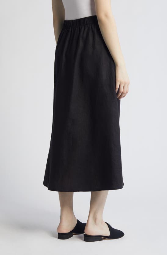 Shop Eileen Fisher A-line Organic Linen Midi Skirt In Black