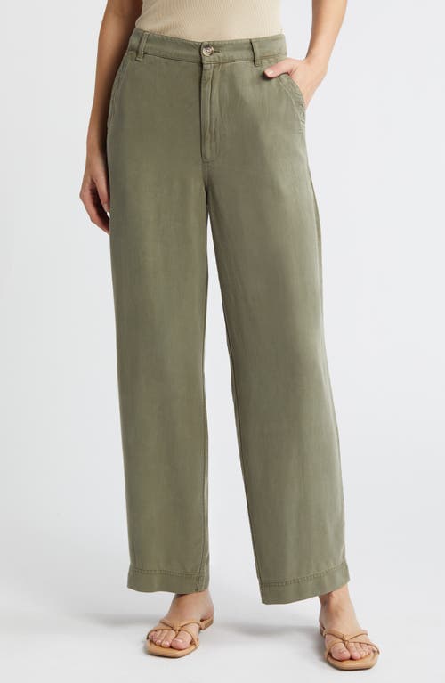 Shop Treasure & Bond Flat Front Straight Leg Pants In Olive Kalamata