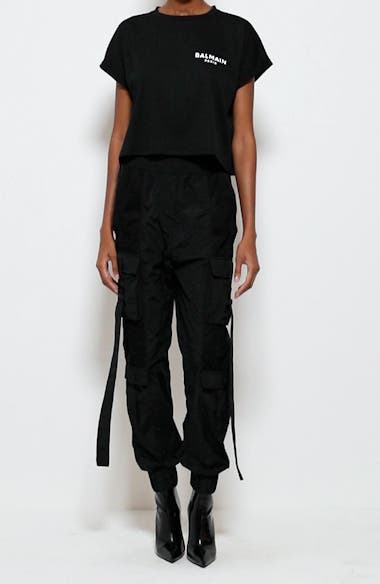 Balmain Quilted Lambskin Leather Pants